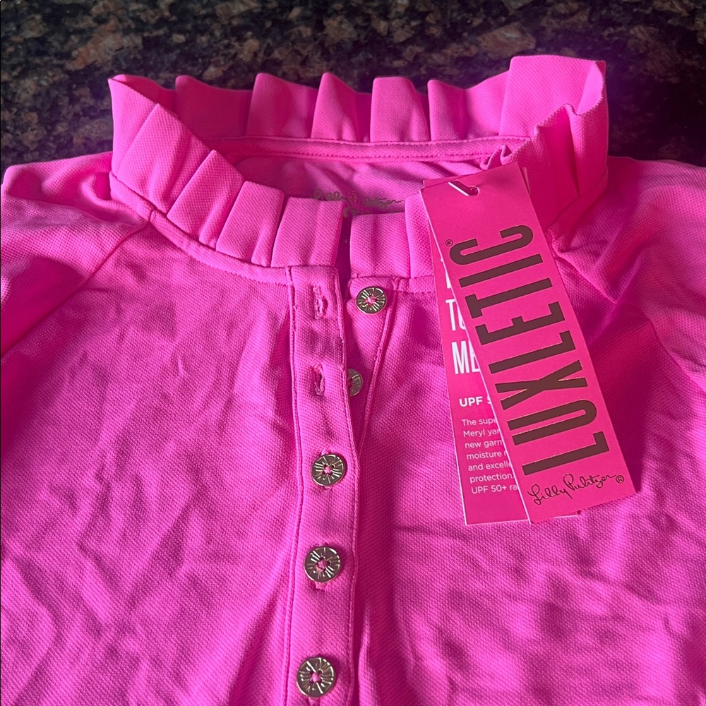 Lilly Pulitzer Luxletic top new, medium hot pink - Picture 4 of 6